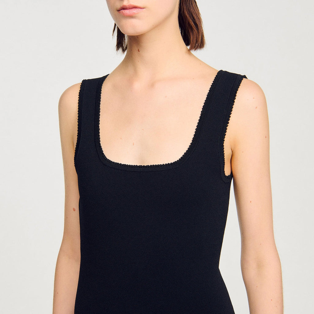 Piana Short Knit Dress With Ruffles Black