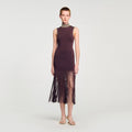 Cleopatre Fringed Knit Maxi Dress Brown